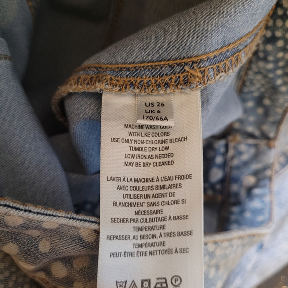 Free People We The Free Jeans 26 JUST FLOAT ON FLARE Bell Bottom Print 70s Boho - Picture 6 of 10